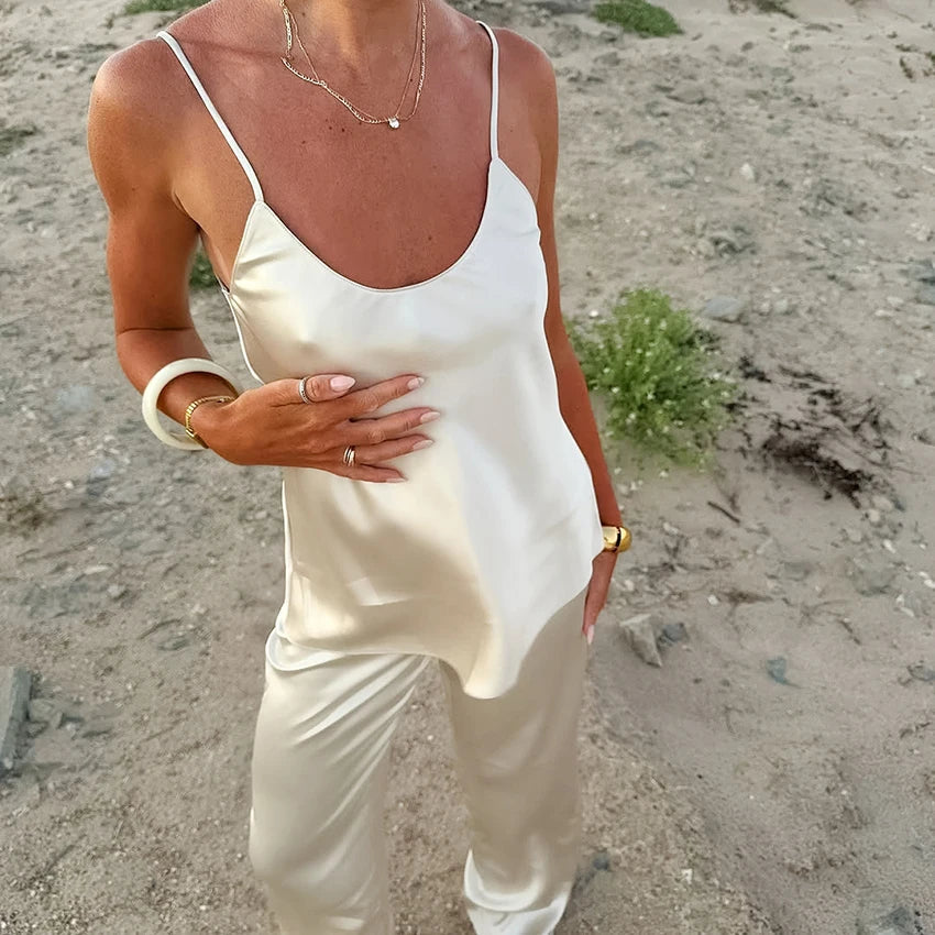 Conjunto satinado Bianca de dos piezas