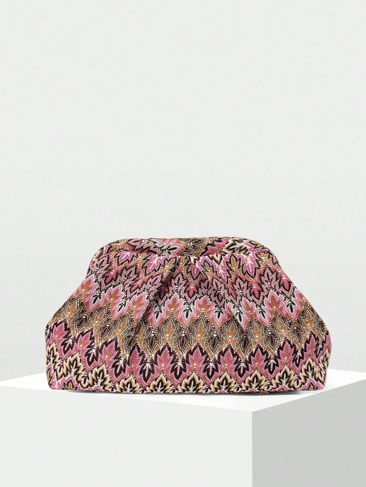 Clutch Bianca plisado de jacquard