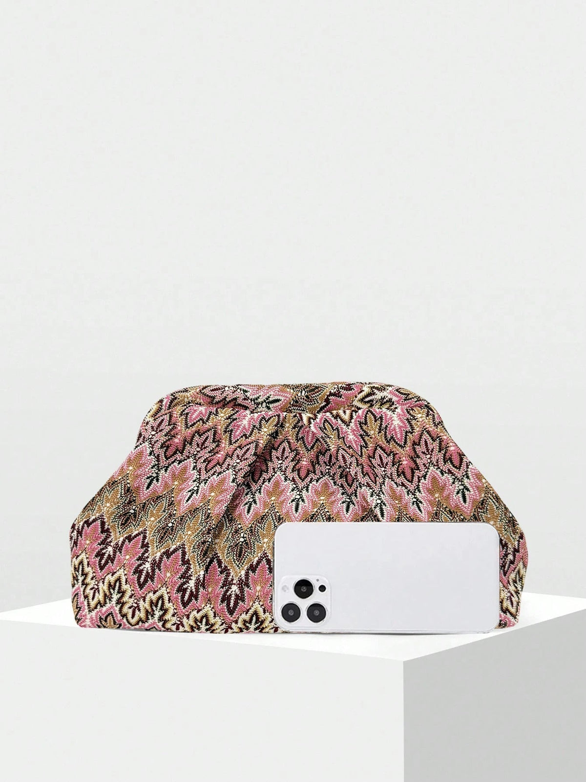 Clutch Bianca plisado de jacquard