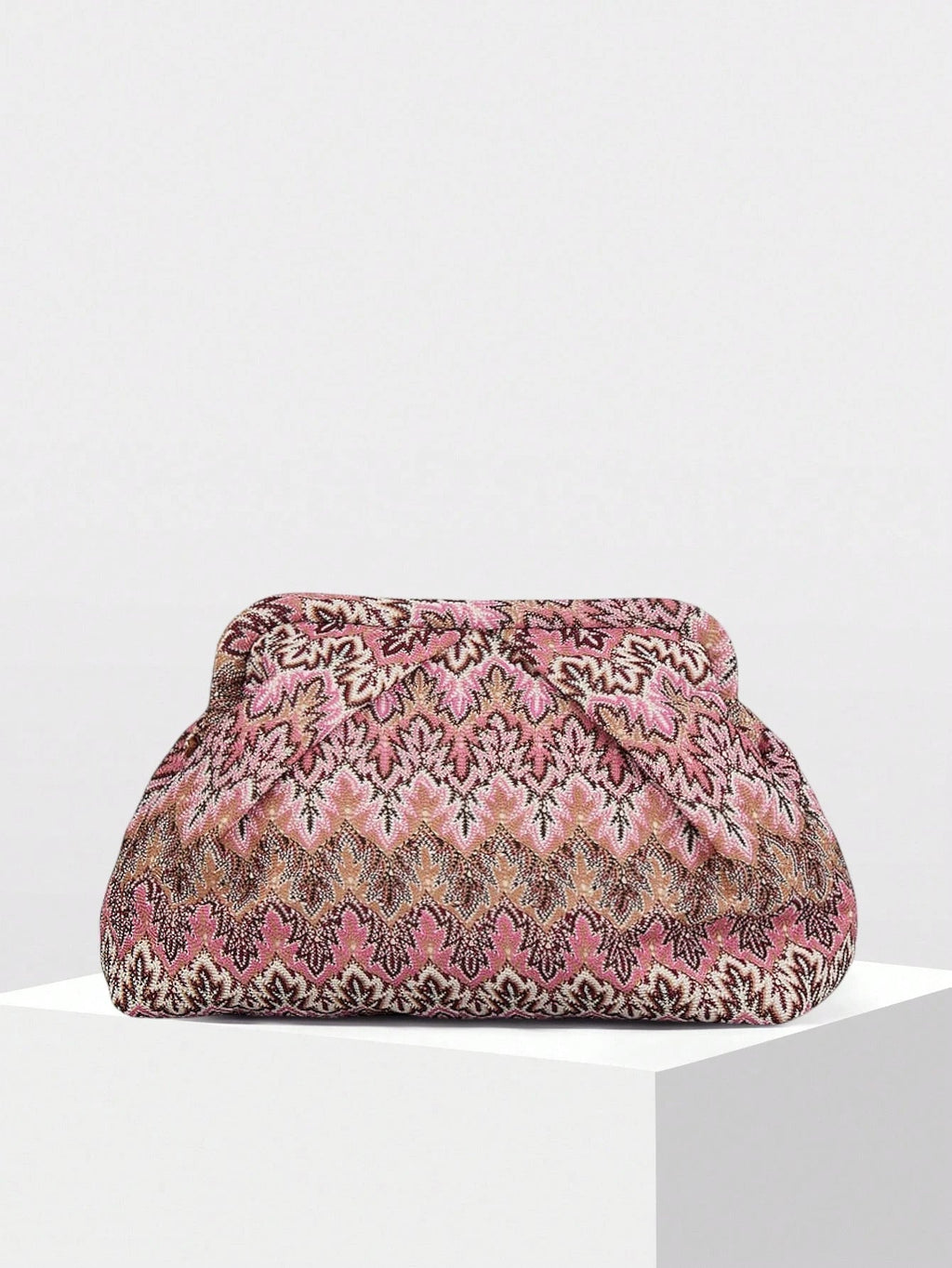 Clutch Bianca plisado de jacquard