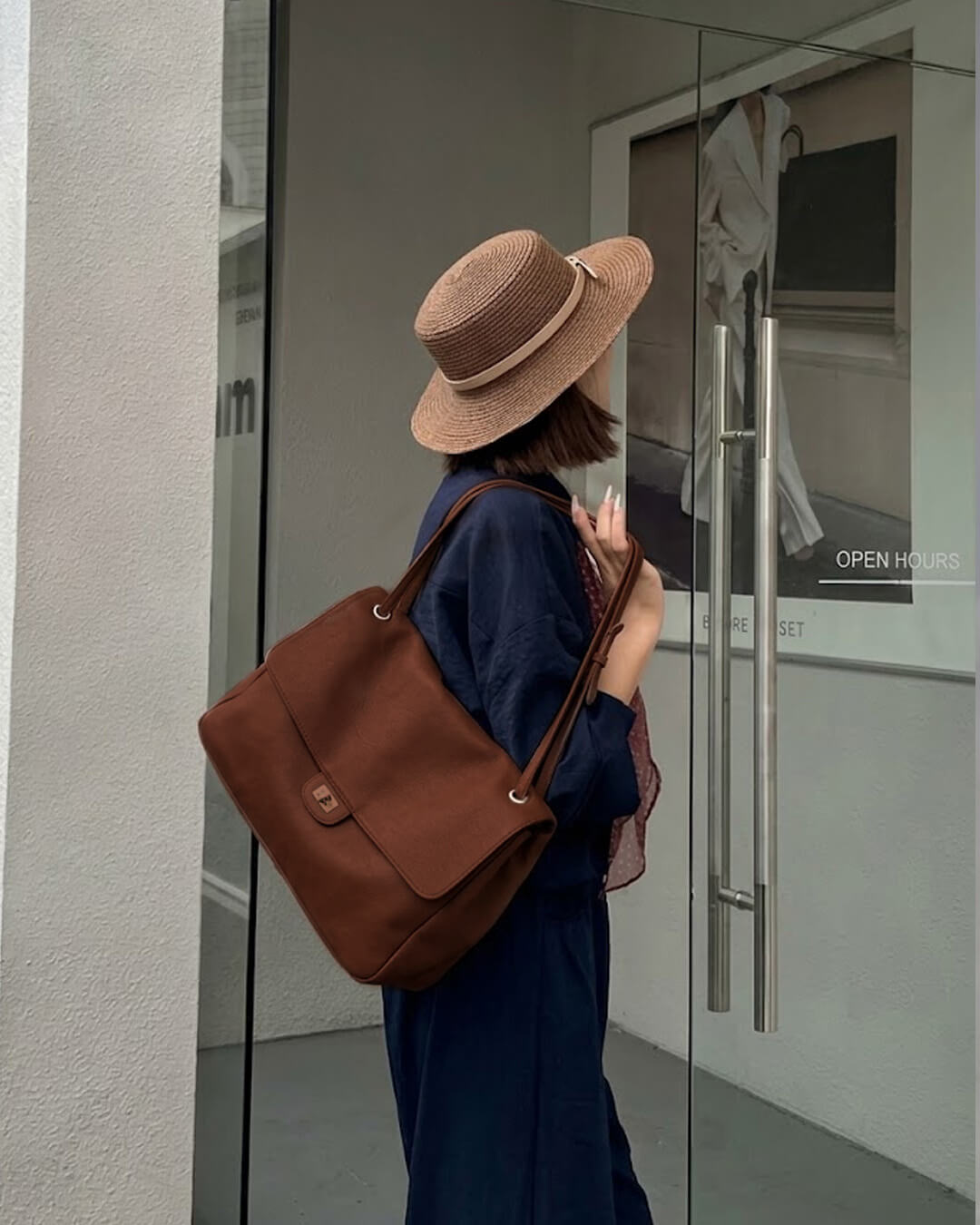 Bolso de hombro maxi con solapa de cuero sintético Carla - para edición