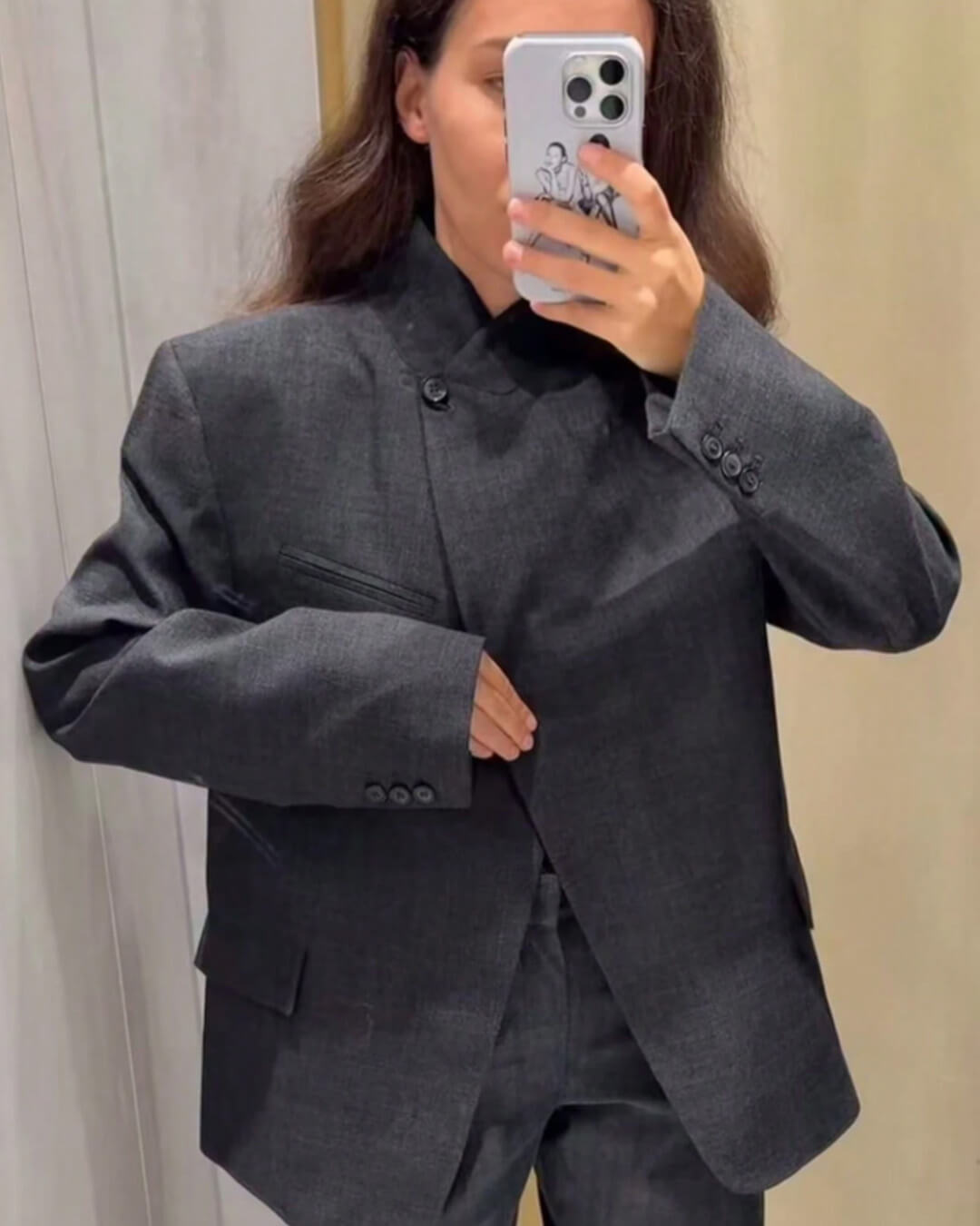 Blazer Katie de cuadros con cuello alto