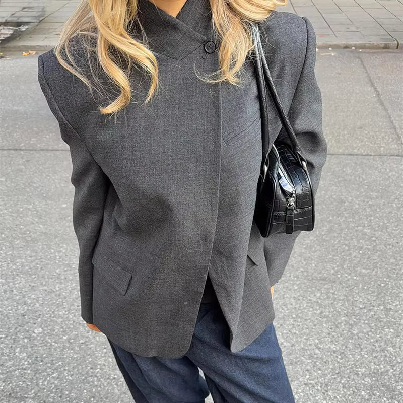 Blazer Katie de cuadros con cuello alto