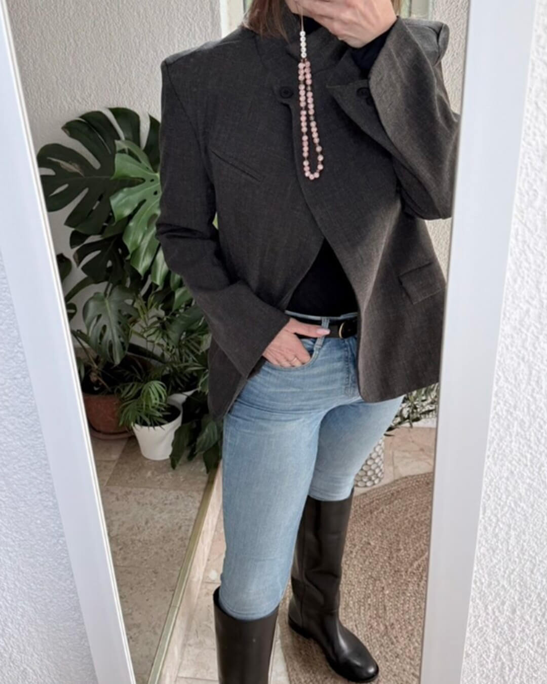 Blazer Katie de cuadros con cuello alto