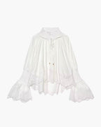 Annie blusa bordada con ribete de encaje