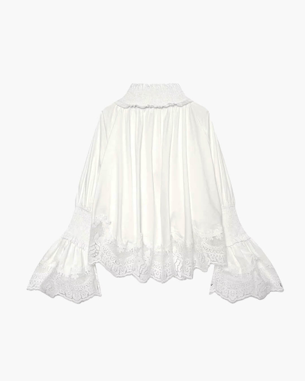 Annie blusa bordada con ribete de encaje