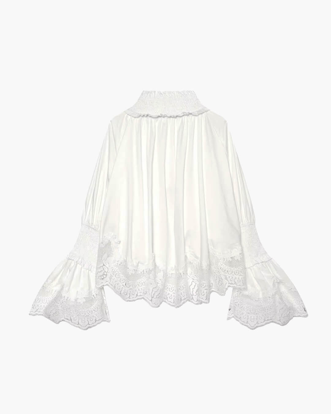 Annie blusa bordada con ribete de encaje