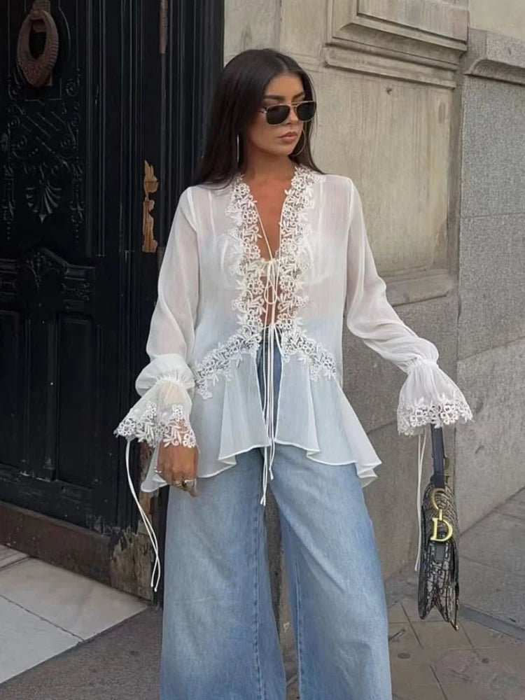 PAULA | Top cárdigan de encaje