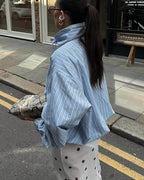 Camisa Carla de rayas con cuello alto