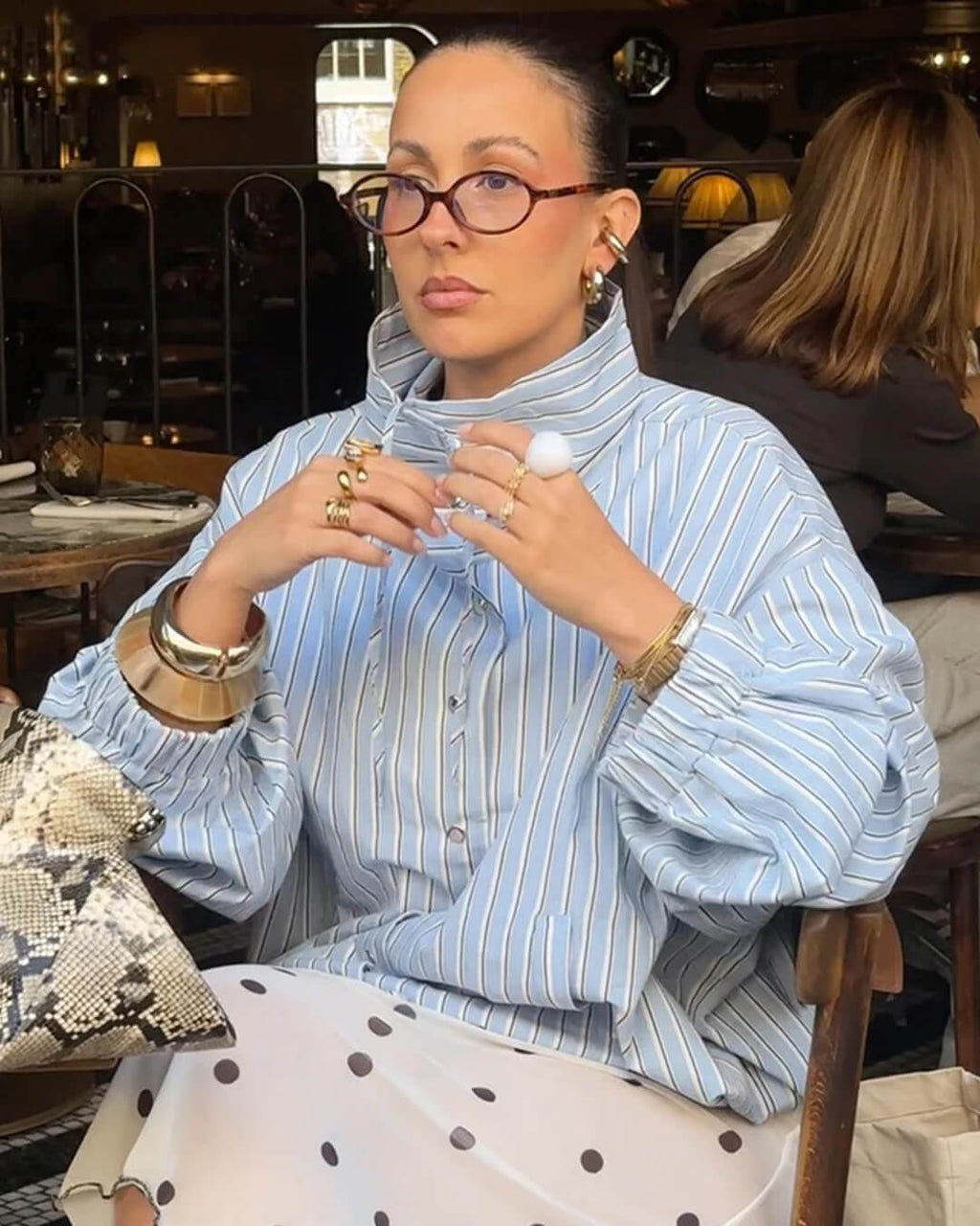 Camisa Carla de rayas con cuello alto