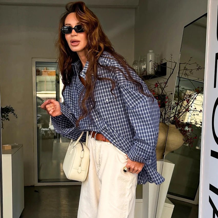 Top de Manga Larga Julia Vintage a Cuadros
