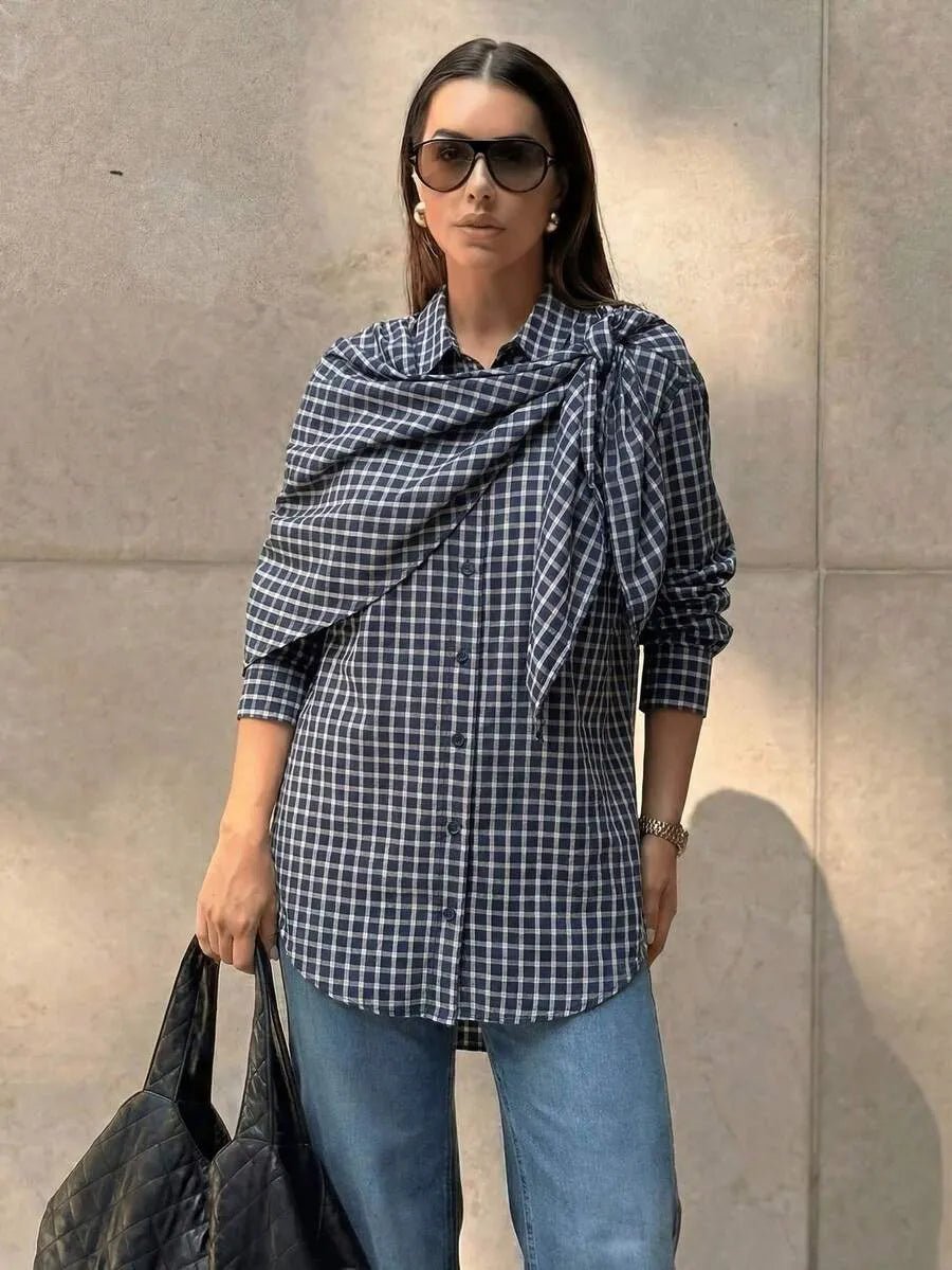 Camisa Lena con panel tipo pañuelo de cuadros