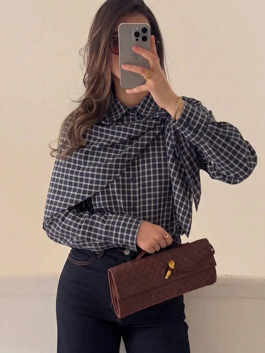 Camisa Lena con panel tipo pañuelo de cuadros