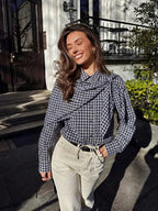 Camisa Lena con panel tipo pañuelo de cuadros