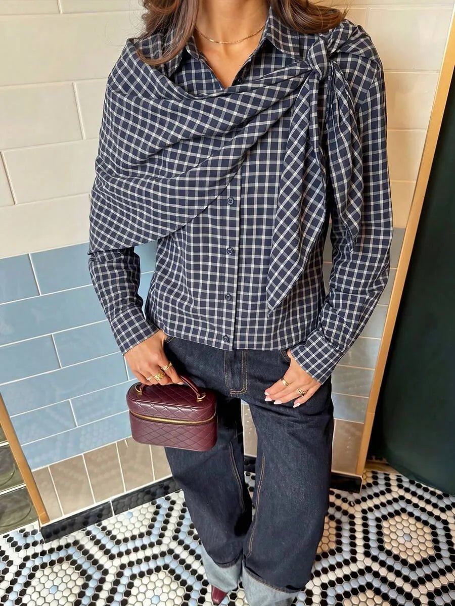 Camisa Lena con panel tipo pañuelo de cuadros