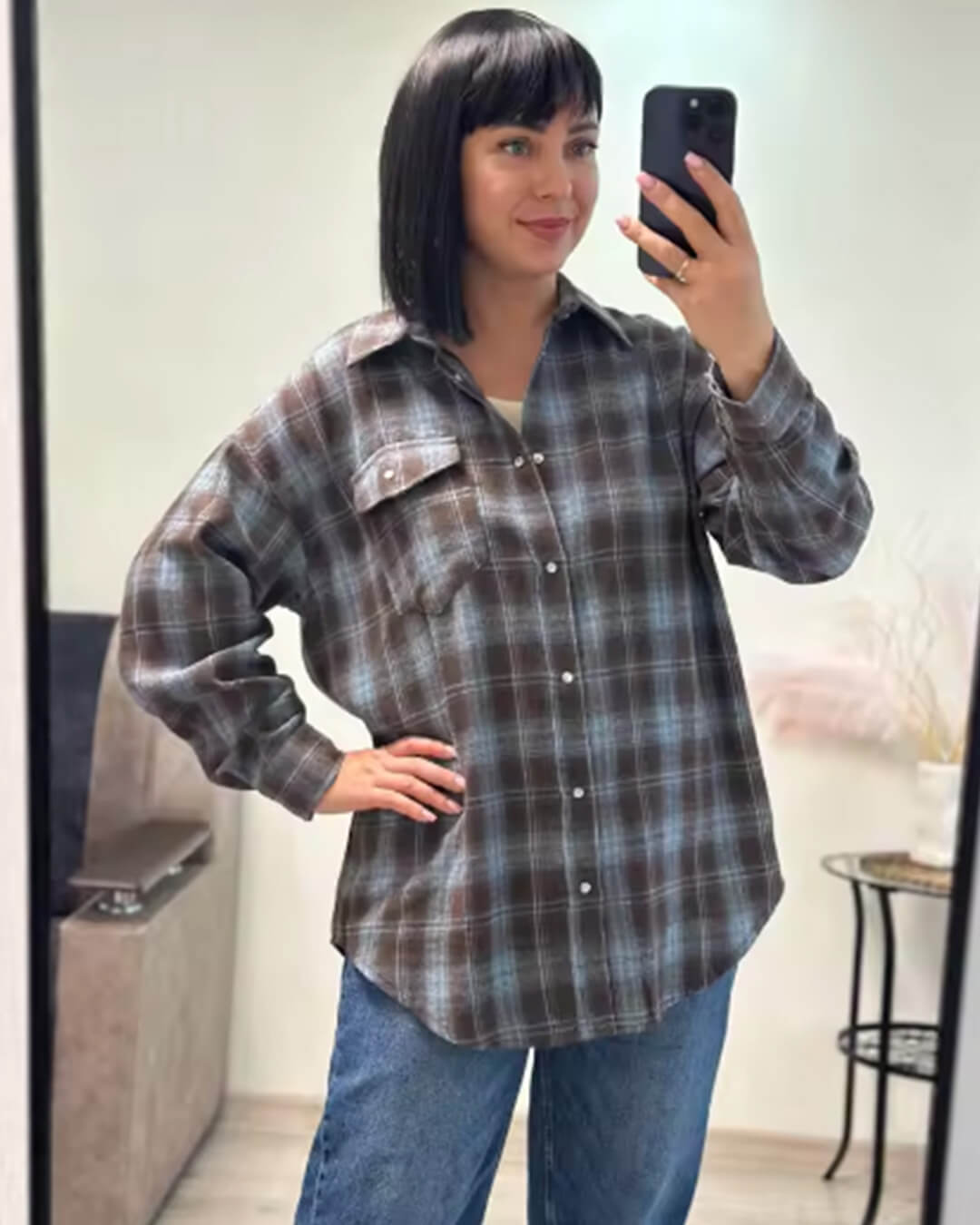 Camisa Melissa de cuadros oversize