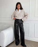 Pantalones de pierna ancha Ada de cuero vegano