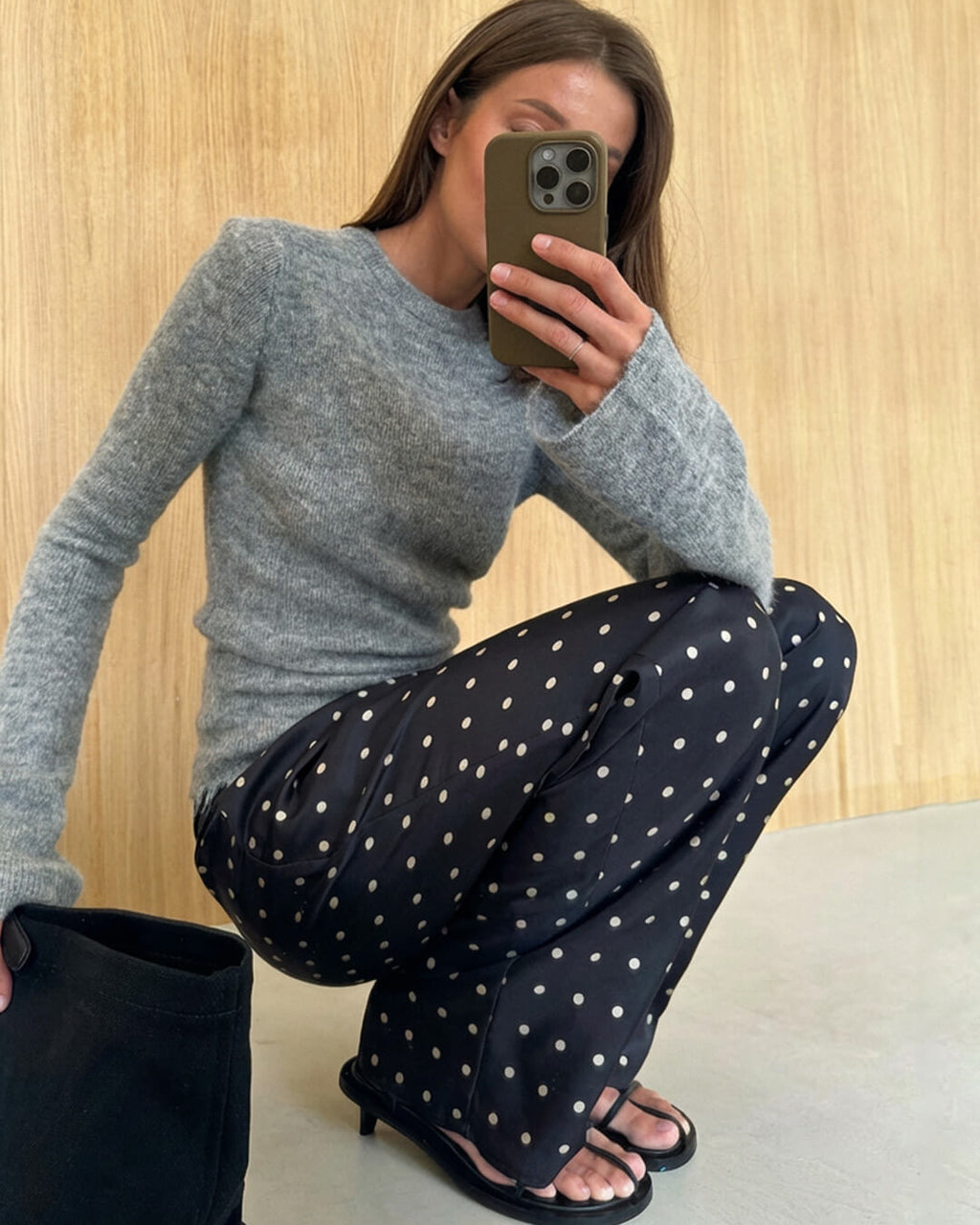 Pantalones Adela de satén con lunares