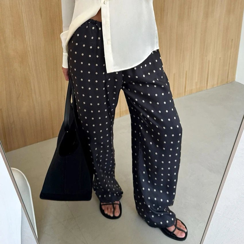 Pantalones Adela de satén con lunares