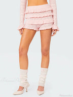 Shorts Lena de crochet con volantes y calado