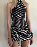 Falda mini Astrid de lunares con cintura elástica