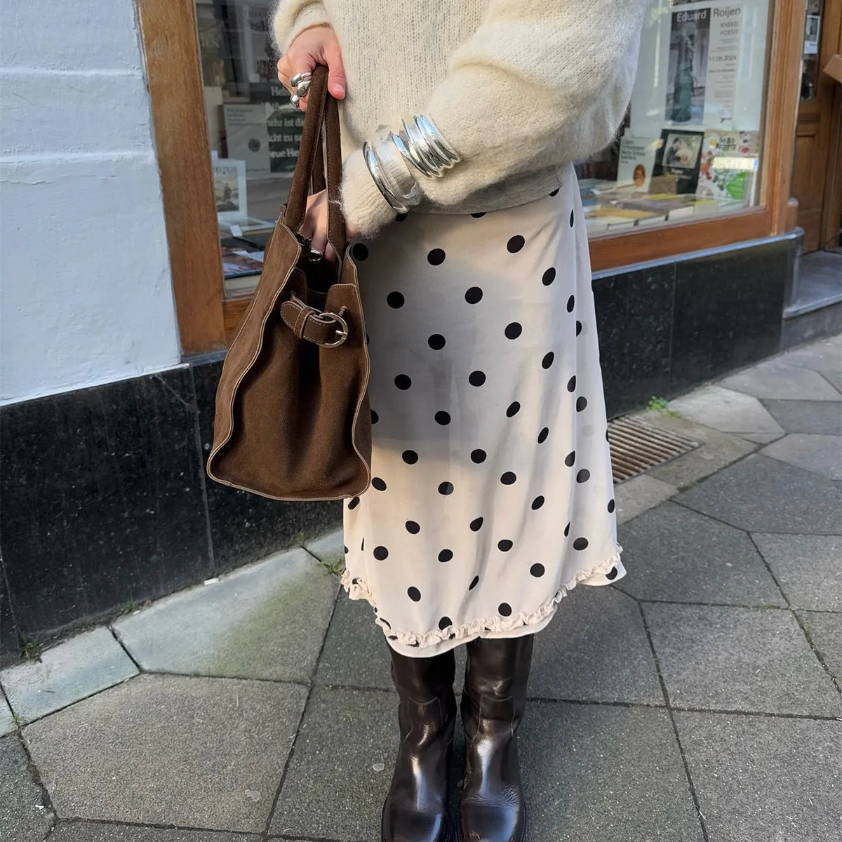 Bianca Mesh Dot Falda Midi