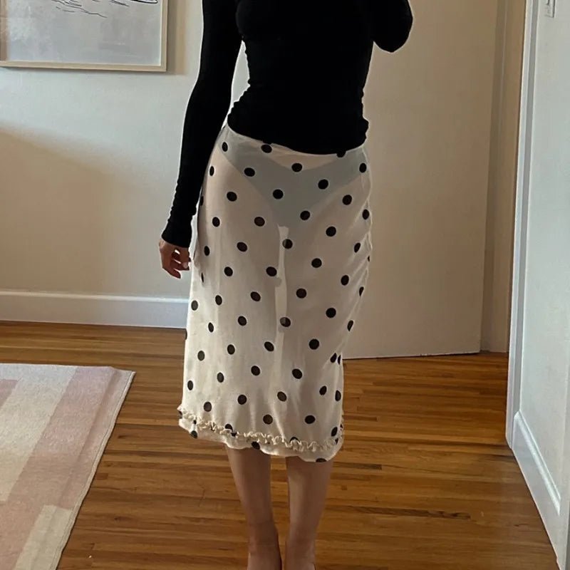 Bianca Mesh Dot Falda Midi