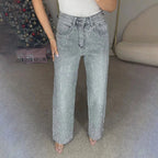Pantalones vaqueros de pierna ancha Eliana con pedrería