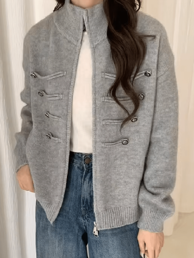 CHIARA | Cárdigan de punto con cuello cisne y cremallera