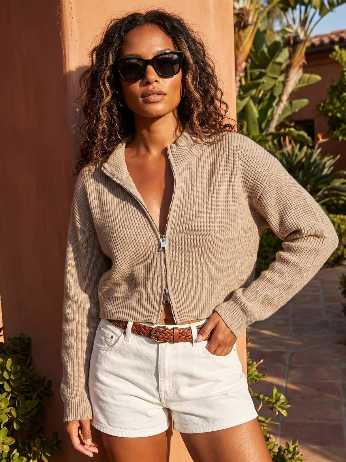 Cardigan de punto con doble cremallera Lisa