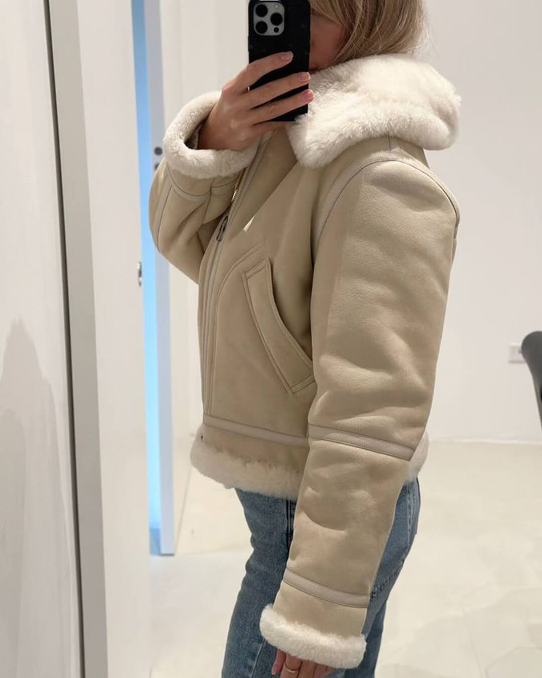 Chaqueta de ante sintético con forro de piel sintética Cindy