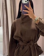 Abrigo trench Amanda de ante sintético con cuello tipo embudo