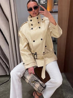 Gabardina Amanda con cuello mao