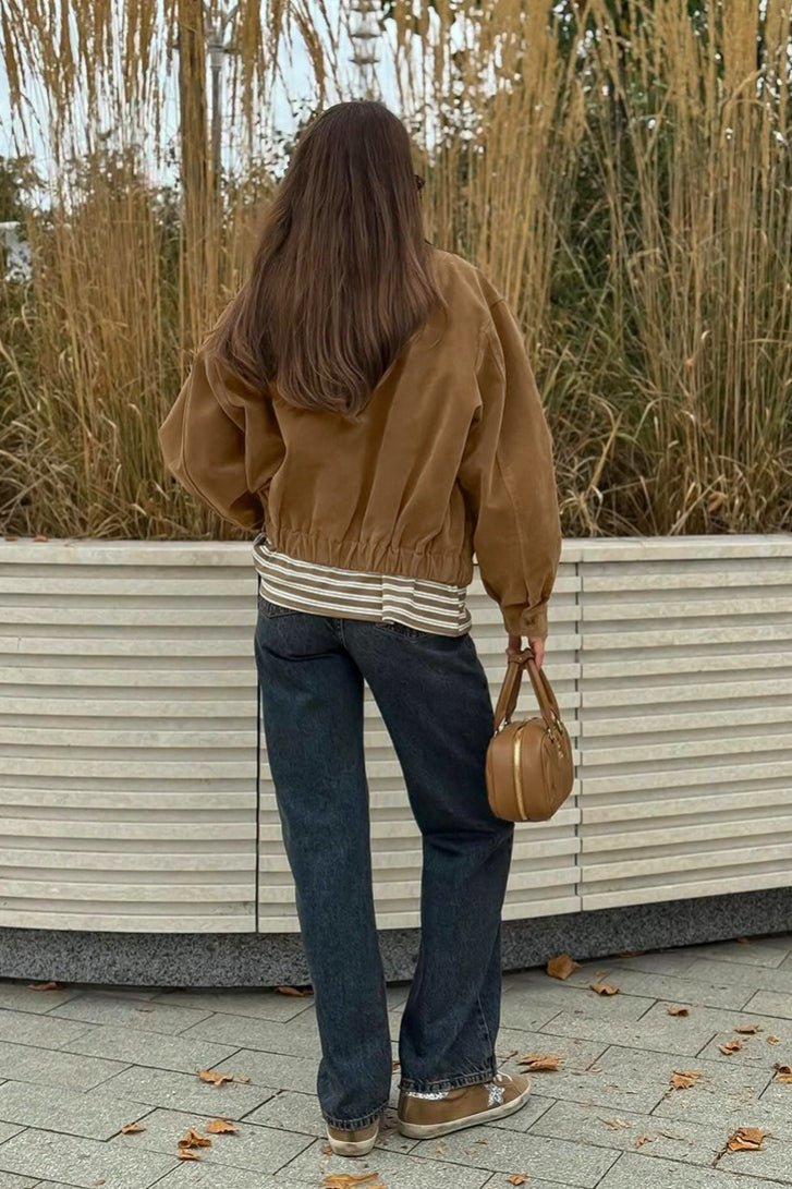 Chaqueta bomber Jenny en ante sintético con cremallera