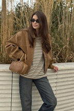 Chaqueta bomber Jenny en ante sintético con cremallera