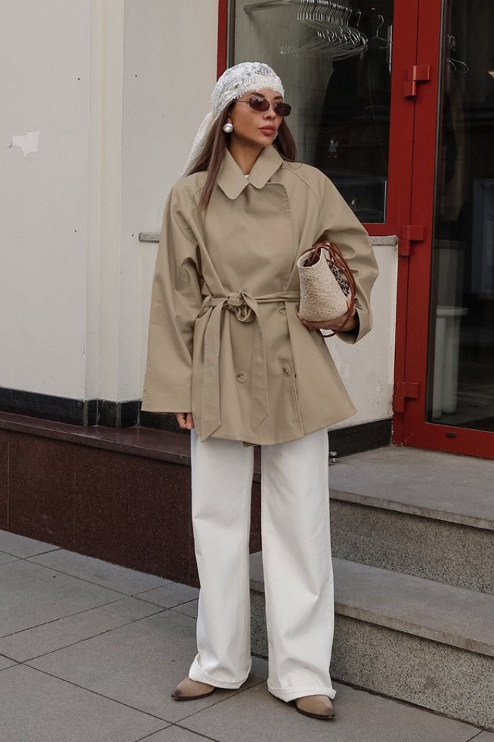 Joanna abrigo trench envolvente con cinturón