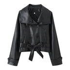 Abrigo trench con cordones y efecto piel sintética Nadia