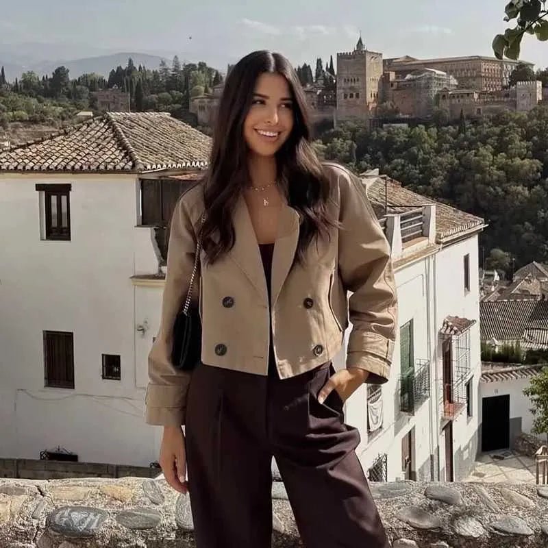 Gabardina corta Natalie cruzada