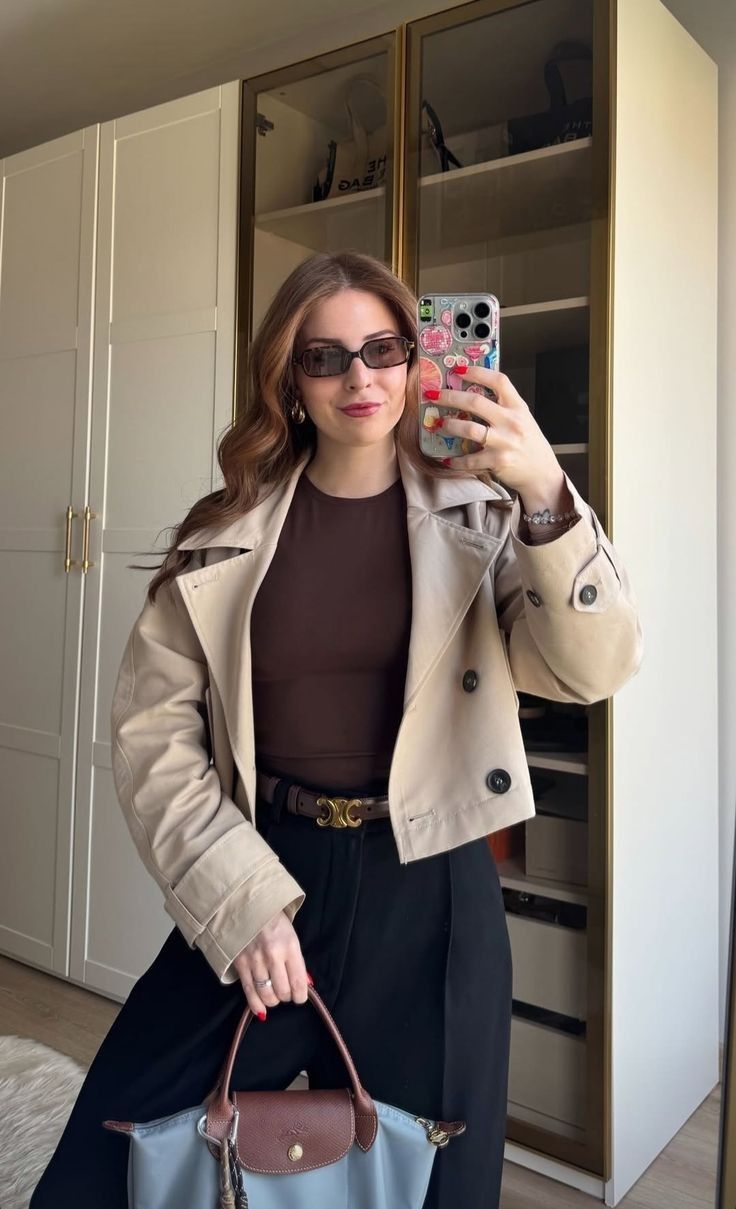 Gabardina corta Natalie cruzada