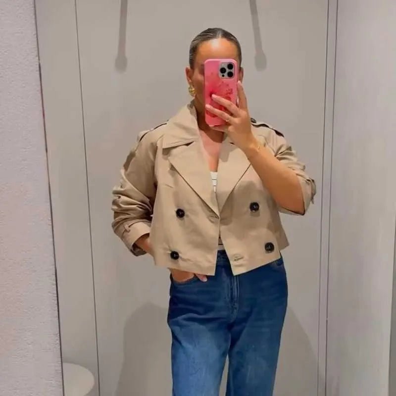 Gabardina corta Natalie cruzada