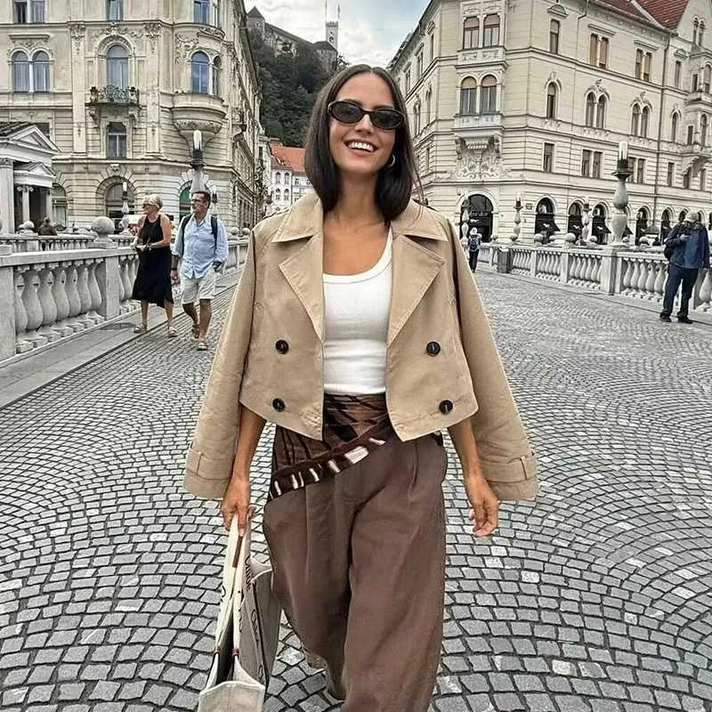Gabardina corta Natalie cruzada