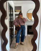 Chaqueta Olivia de cuadros con cordón y cuello alto
