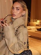 Sarah Gabardina Beige Abotonada de Doble Botonadura