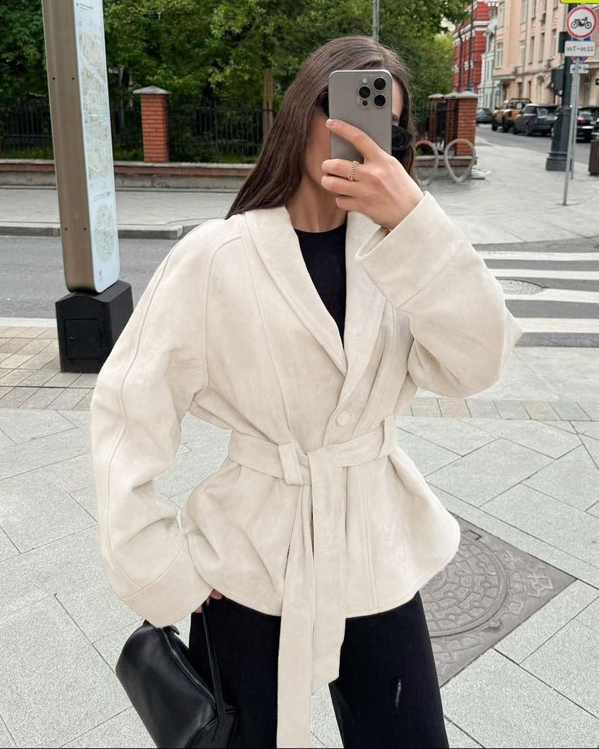 Teresa abrigo trench con cinturón en ante sintético