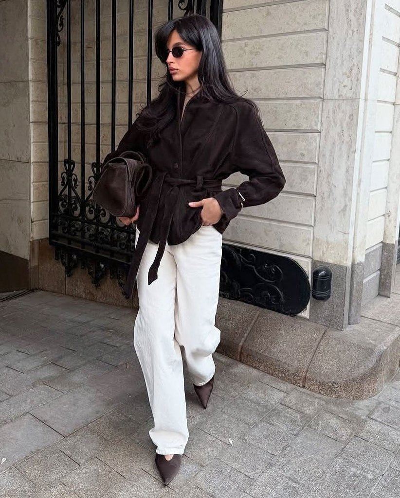 Teresa abrigo trench con cinturón en ante sintético