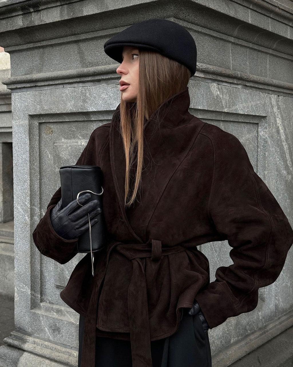 Teresa abrigo trench con cinturón en ante sintético