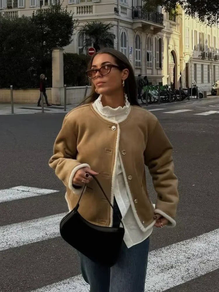 Abrigo de ante sintético con piel sintética Aralyn
