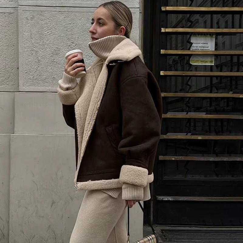 Aurora Chaqueta de ante sintético de cuero artificial