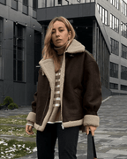 Aurora Chaqueta de ante sintético de cuero artificial