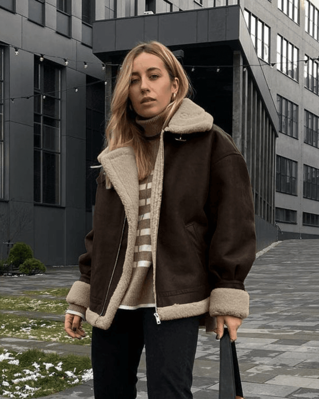 Aurora Chaqueta de ante sintético de cuero artificial